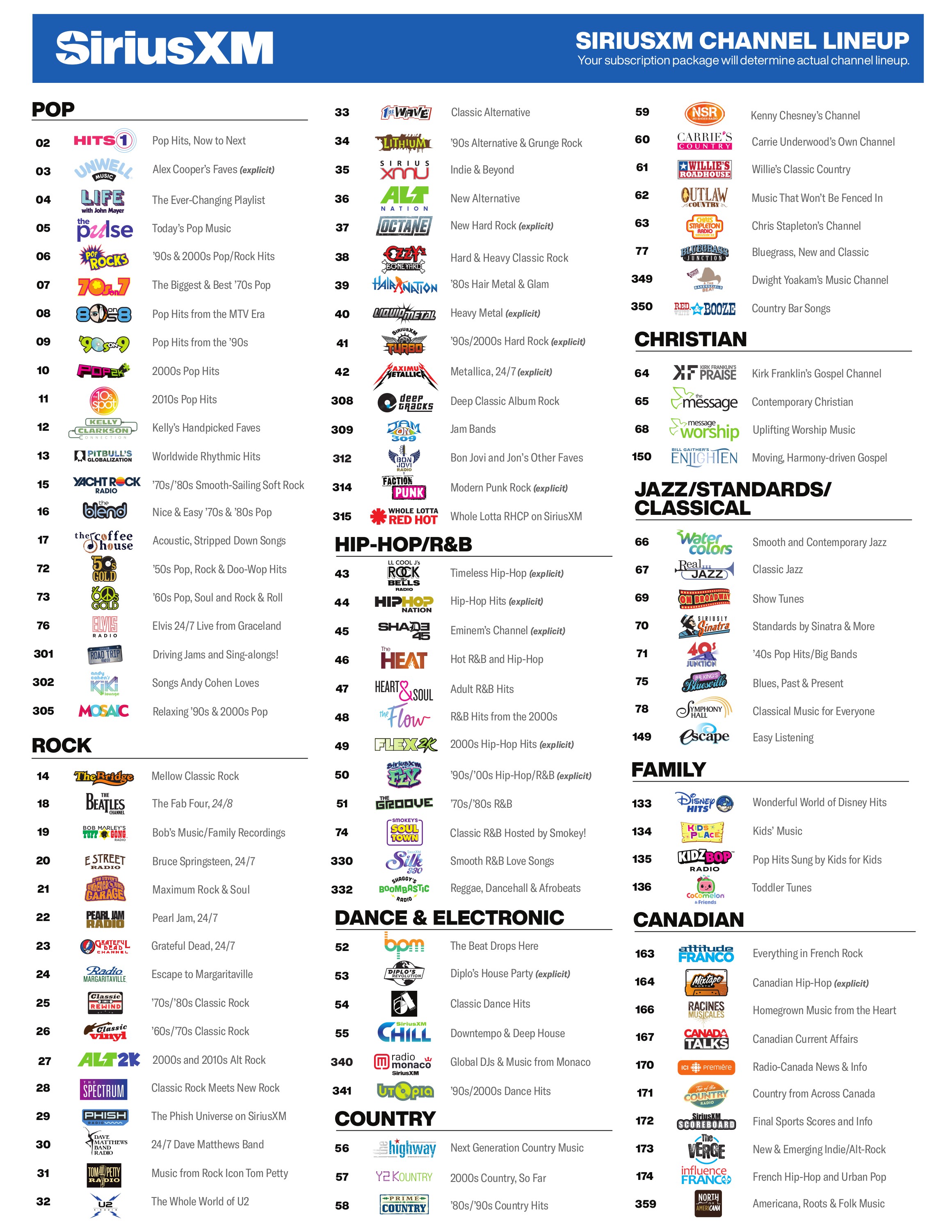 SiriusXM Channel Guide