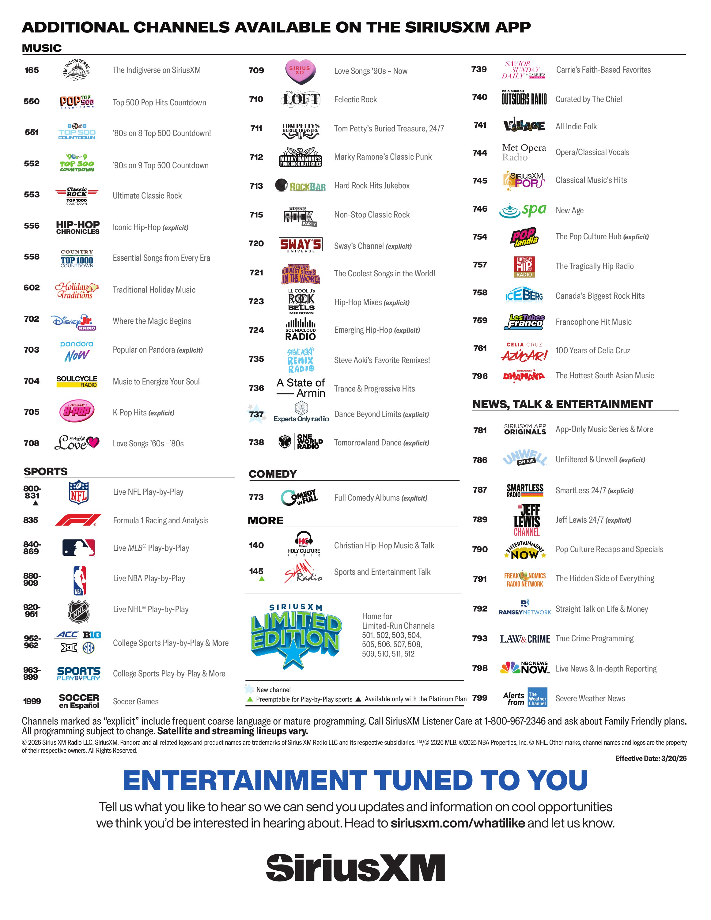 SiriusXM Channel Guide