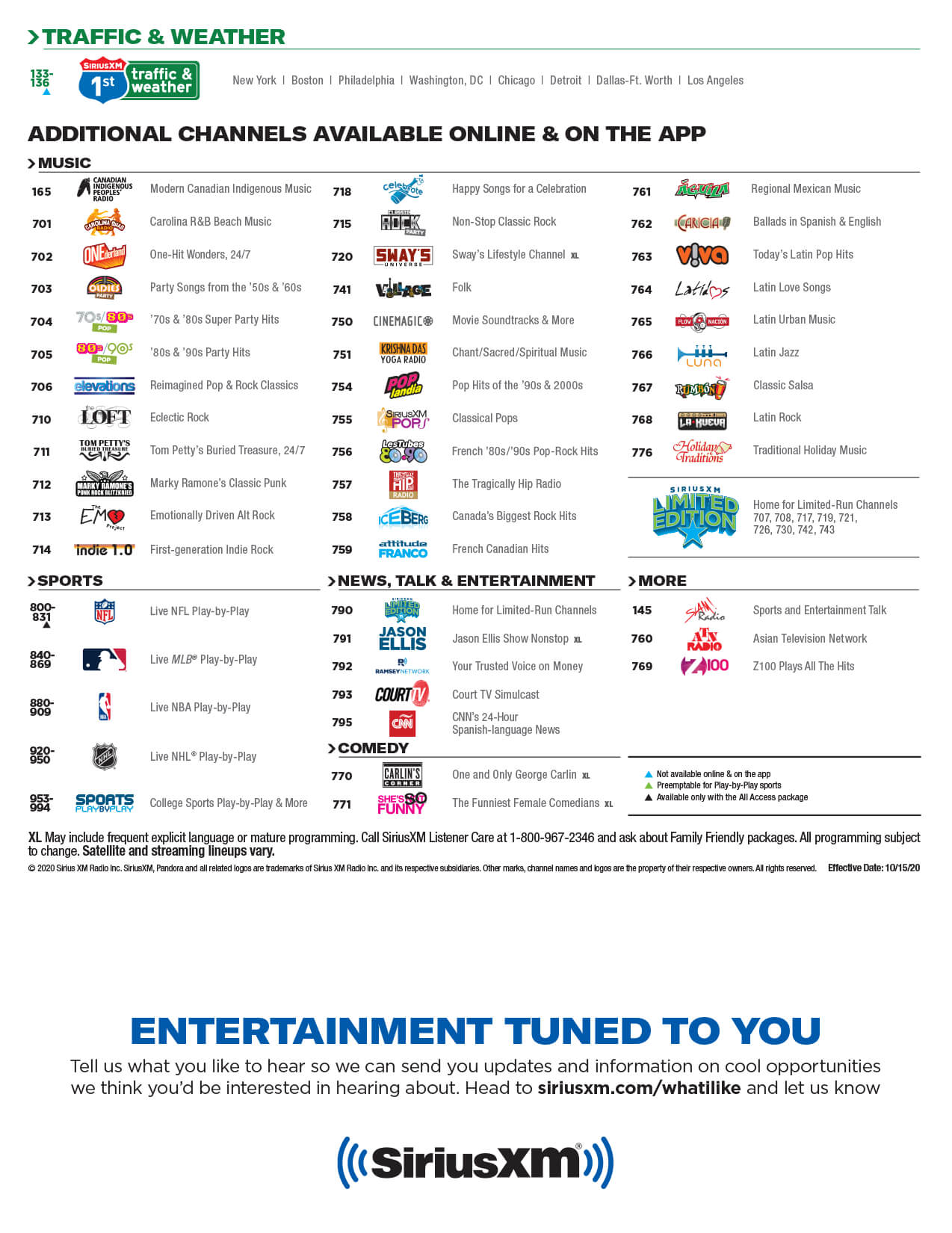 Sirius Xm Channel List Printable